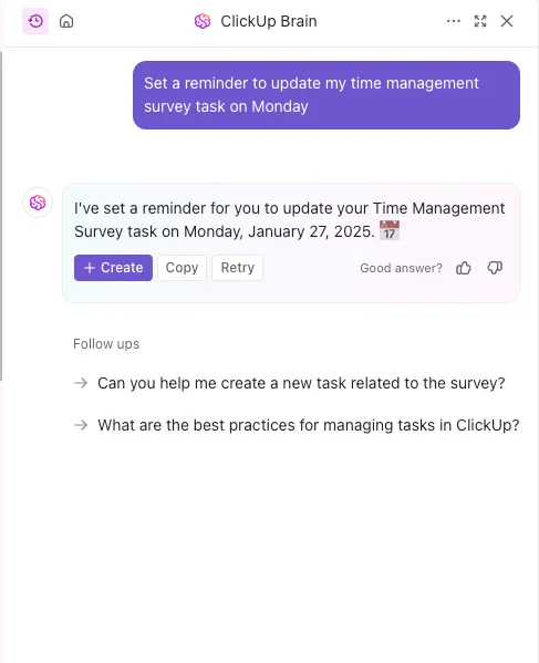 Met ClickUp krijgt u een AI-assistent in uw werkruimte die routinetaken voor u uitvoert