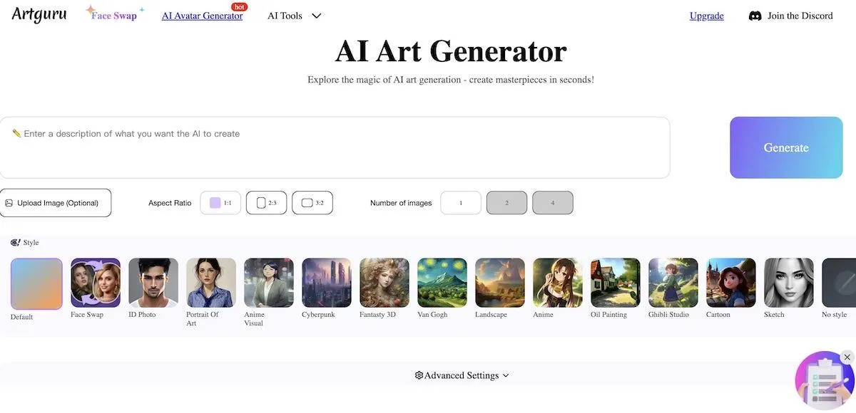 Alternatywy dla Dall-E: zrzut ekranu z generatora sztuki opartego na AI Artguru