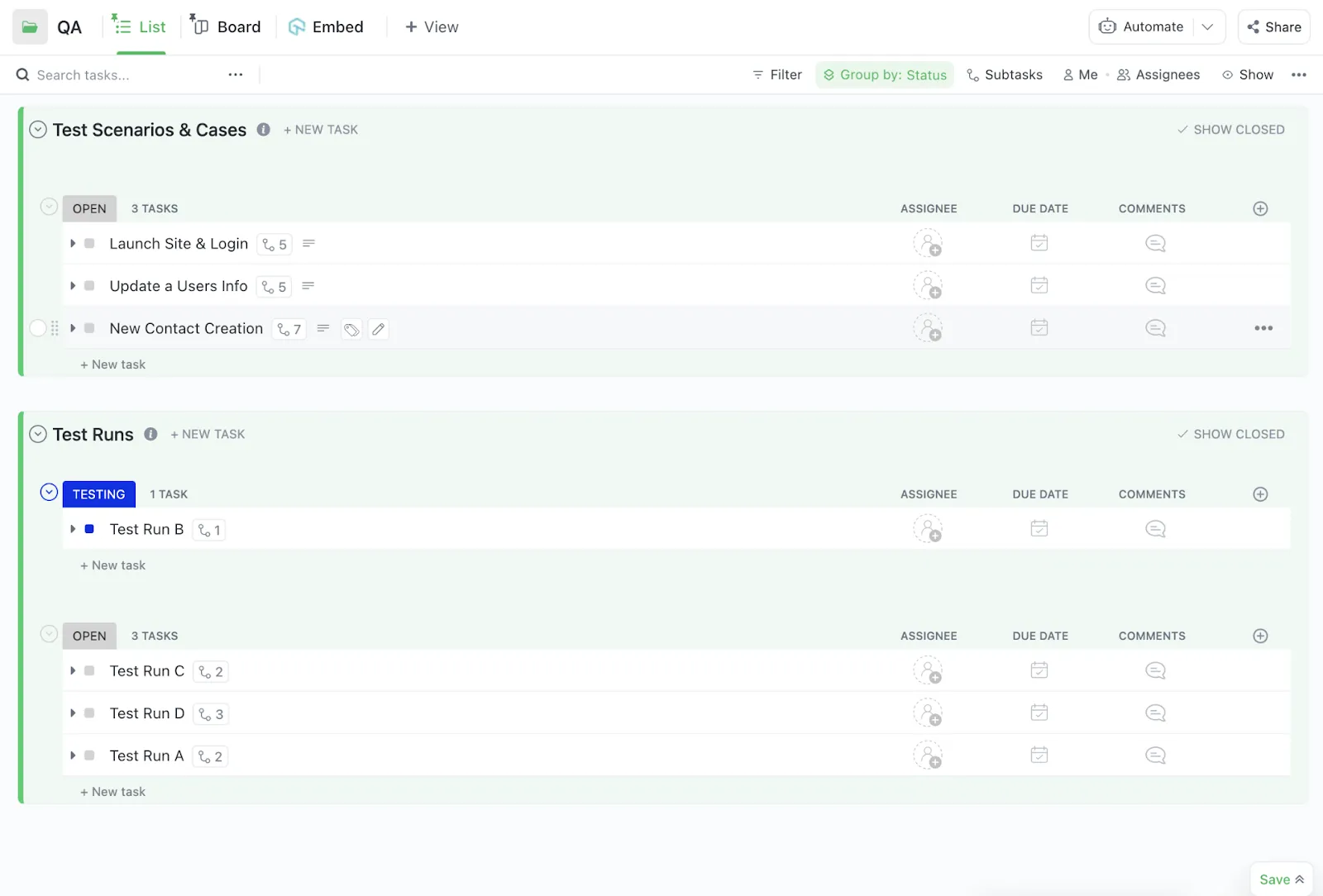Modèle de développement logiciel ClickUp