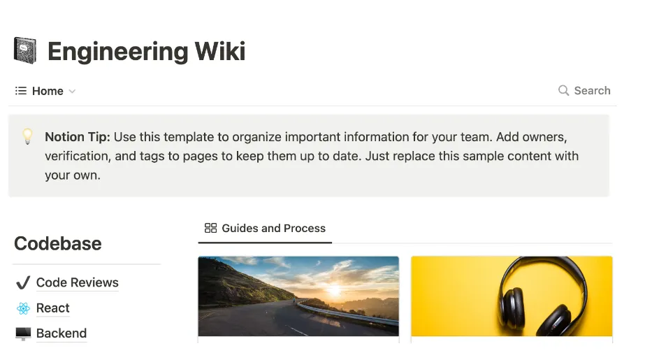 Notion mérnöki wiki sablon
