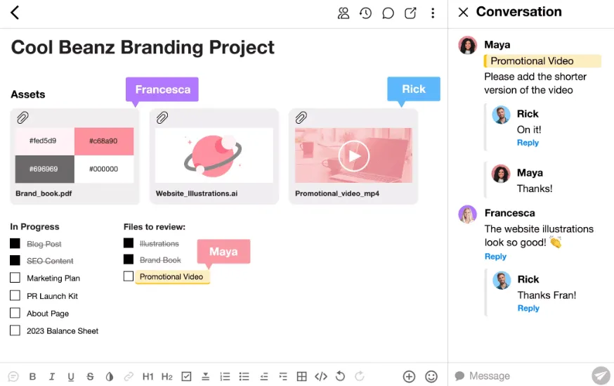 Capture d'écran des fonctionnalités de Spike Docs