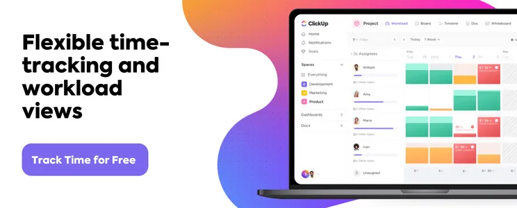 CTA : Suivi flexible du temps et de la charge de travail avec ClickUp