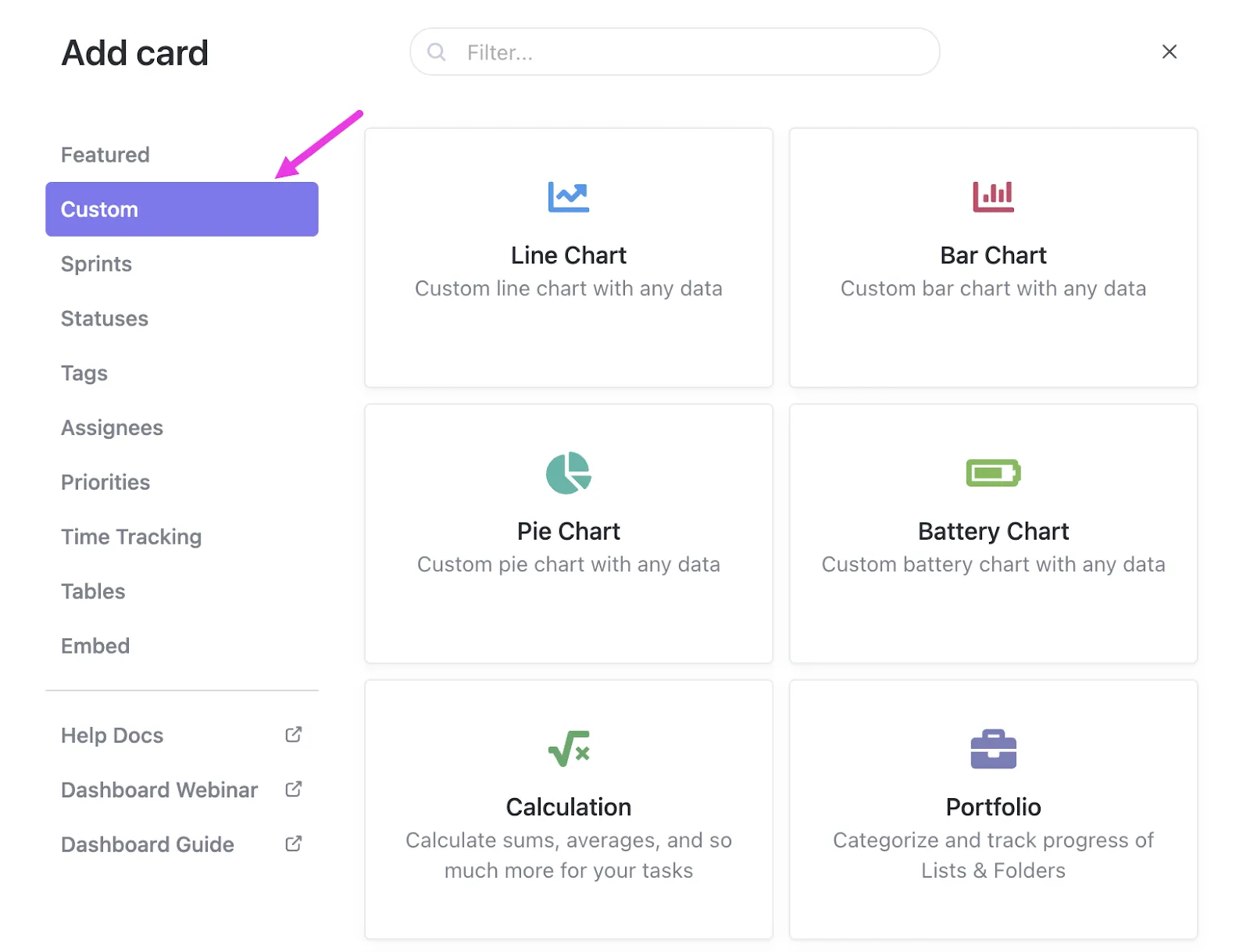 Bảng điều khiển ClickUp
