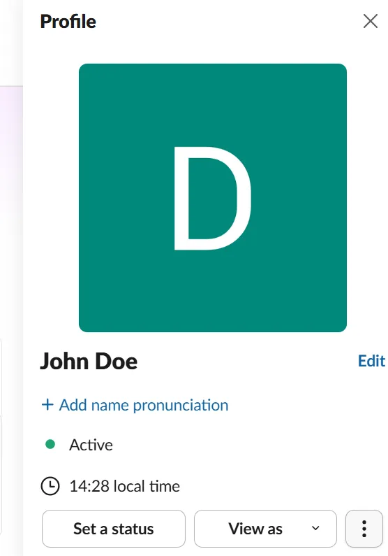 Profiel op Slack