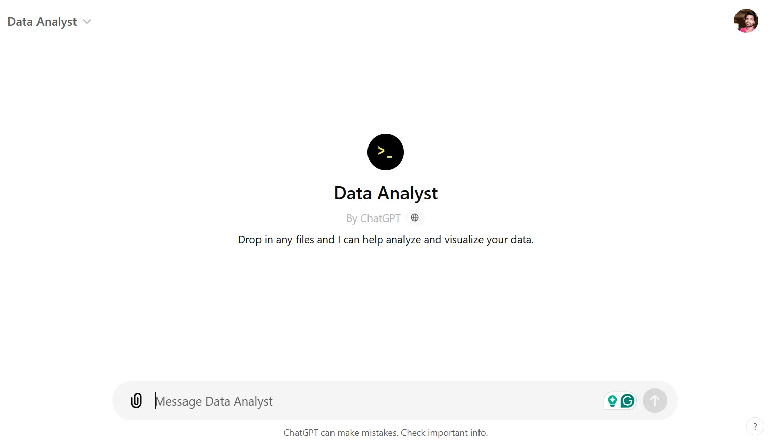 ChatGPT Code Interpreter (Datenanalyst) Chat-Fenster