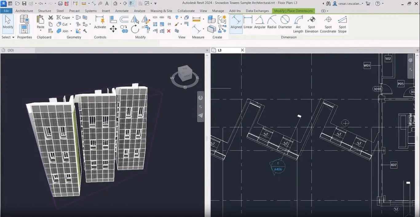 Die Designoberfläche von Revit