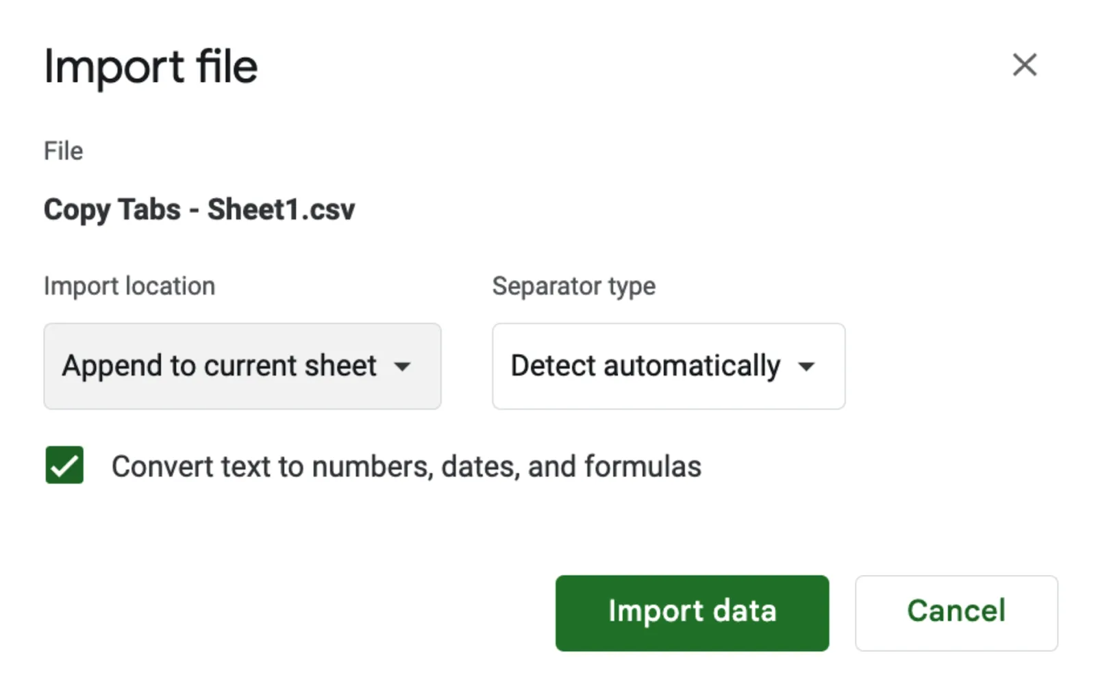 Langkah 3 untuk menggunakan fungsi ‘Ekspor/Impor’ di Google Sheets