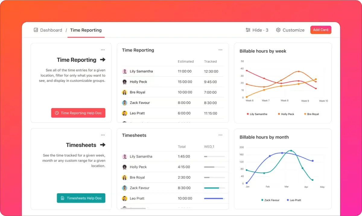 Elaboración de informes de tiempo de ClickUp