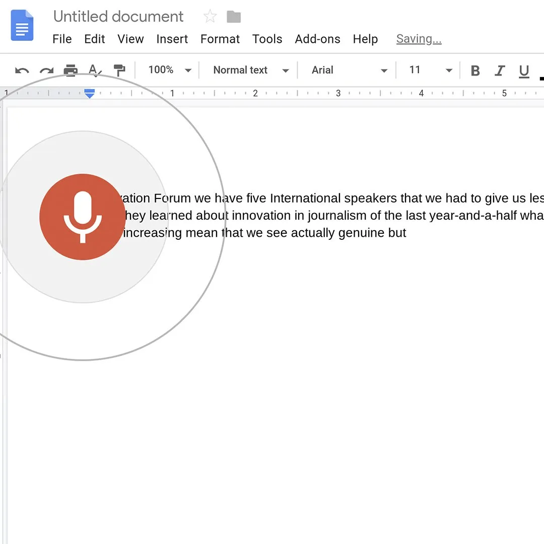 การพิมพ์ด้วยเสียงใน Google Docs