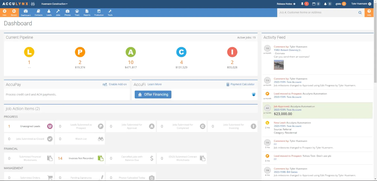 AccuLynx: CRM pro stavebnictví