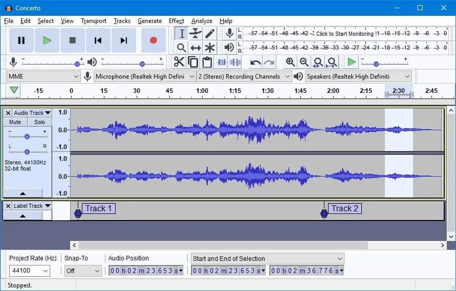 Software per podcasting: editor di tracce audio Audacity