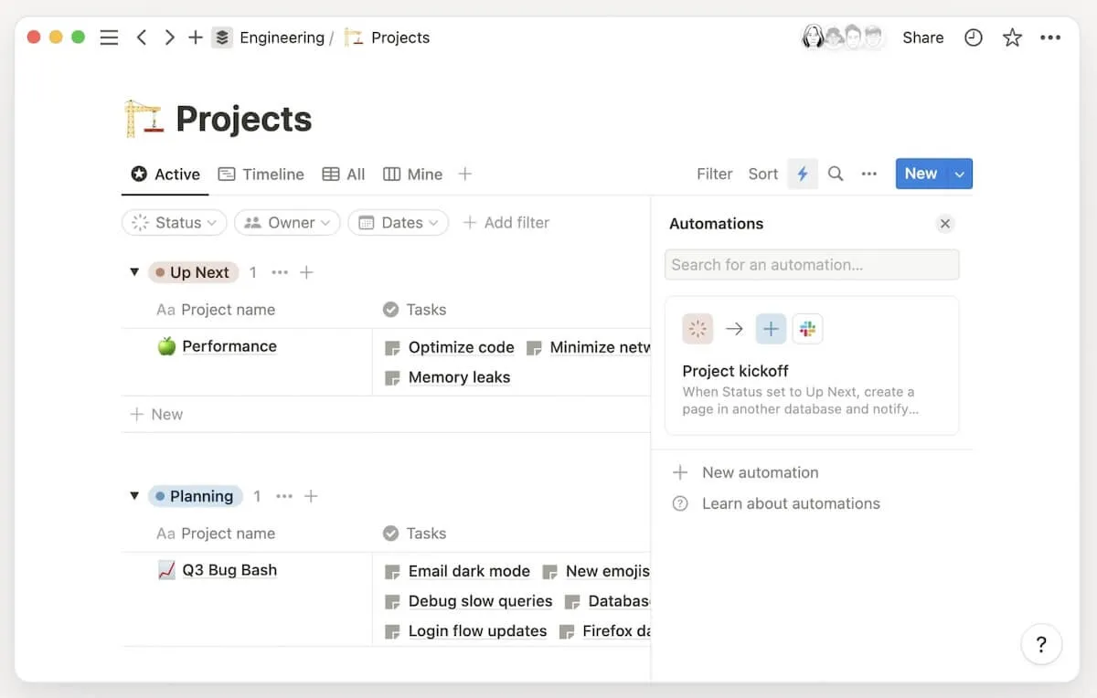 Creación de automatizaciones de flujos de trabajo en Notion
