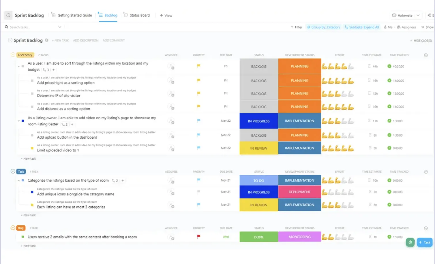 สร้างตัวกรองงานค้างเพื่อจัดระเบียบสปรินต์ของคุณด้วยเทมเพลต Sprint Backlog ของ ClickUp