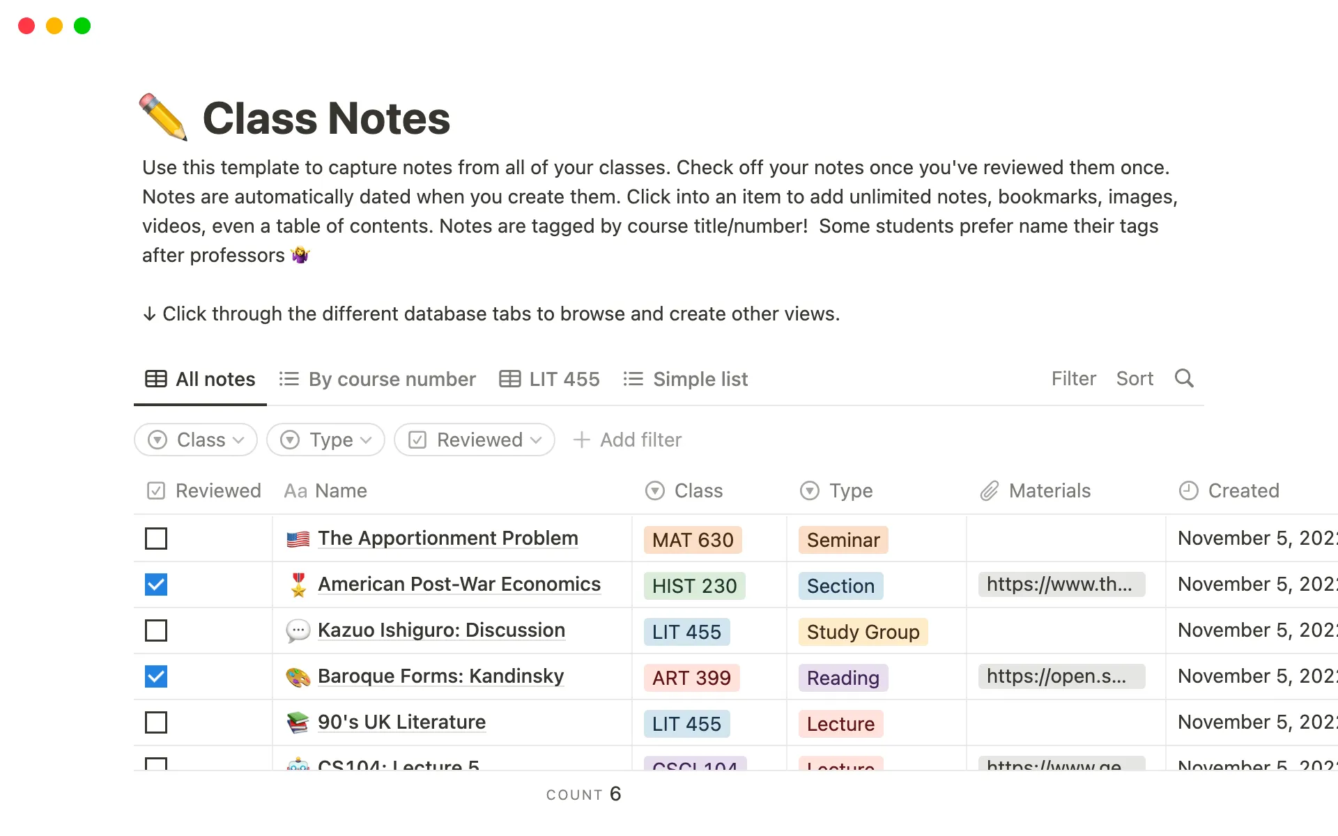 Appunti di classe su Notion, una delle alternative ad Apple Notes