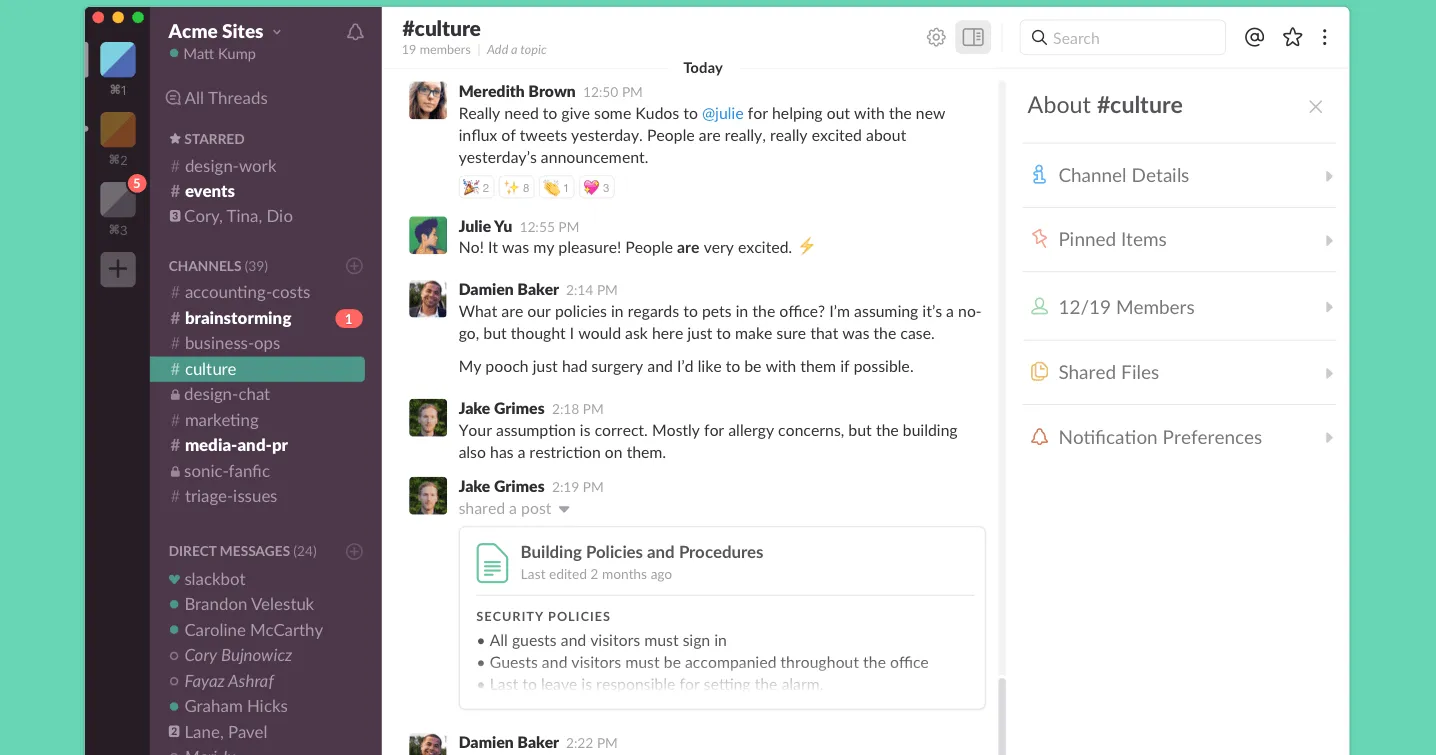 Software de asistente virtual: el chat de Slack