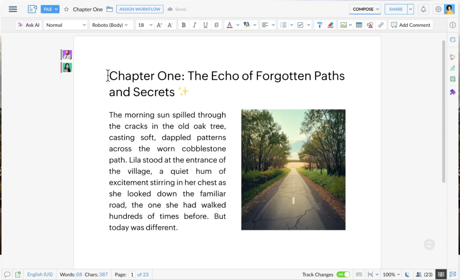 Vytvářejte návrhy dokumentů pomocí šablon, schvalovacích procesů a umělé inteligence v Zoho Writeru