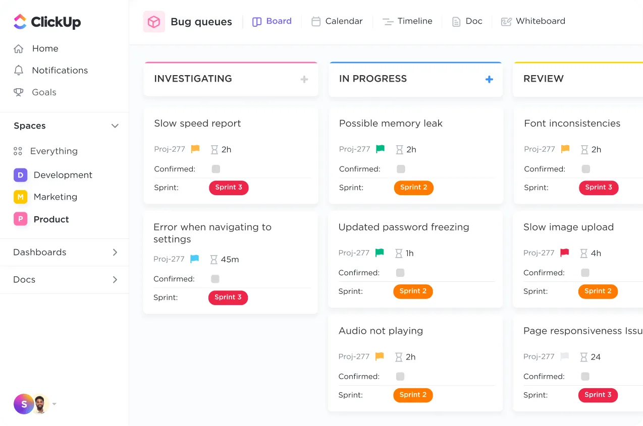 Esempio di Bacheca Scrum in ClickUp