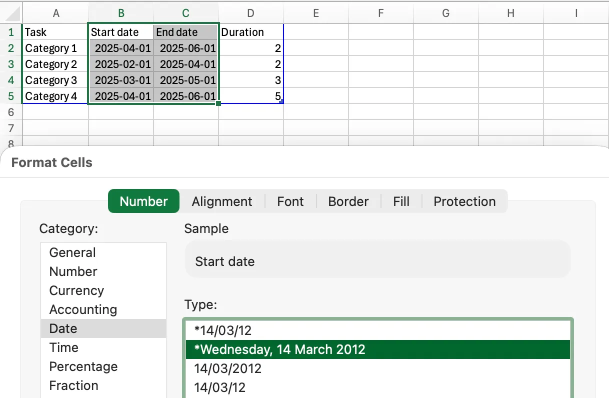 Een gantt-grafiek maken in Microsoft Word - Stap 3