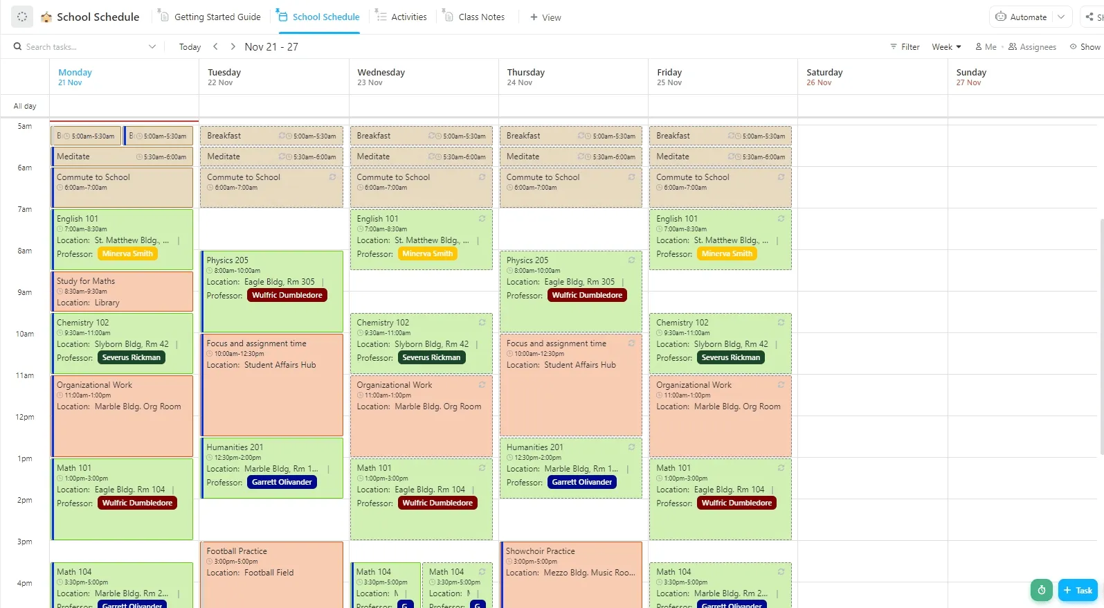 เทมเพลตตารางเรียน ClickUp School: เทมเพลตวางแผนการเรียนสำหรับโฮมสคูล ช่วยให้คุณเลือกซื้อ จัดระเบียบ และวางแผนโครงสร้างชั้นเรียนตั้งแต่ต้นจนจบ