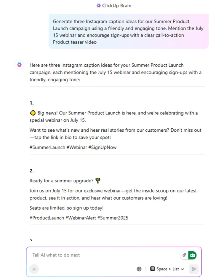 ClickUp Brain: Canva Content Planner