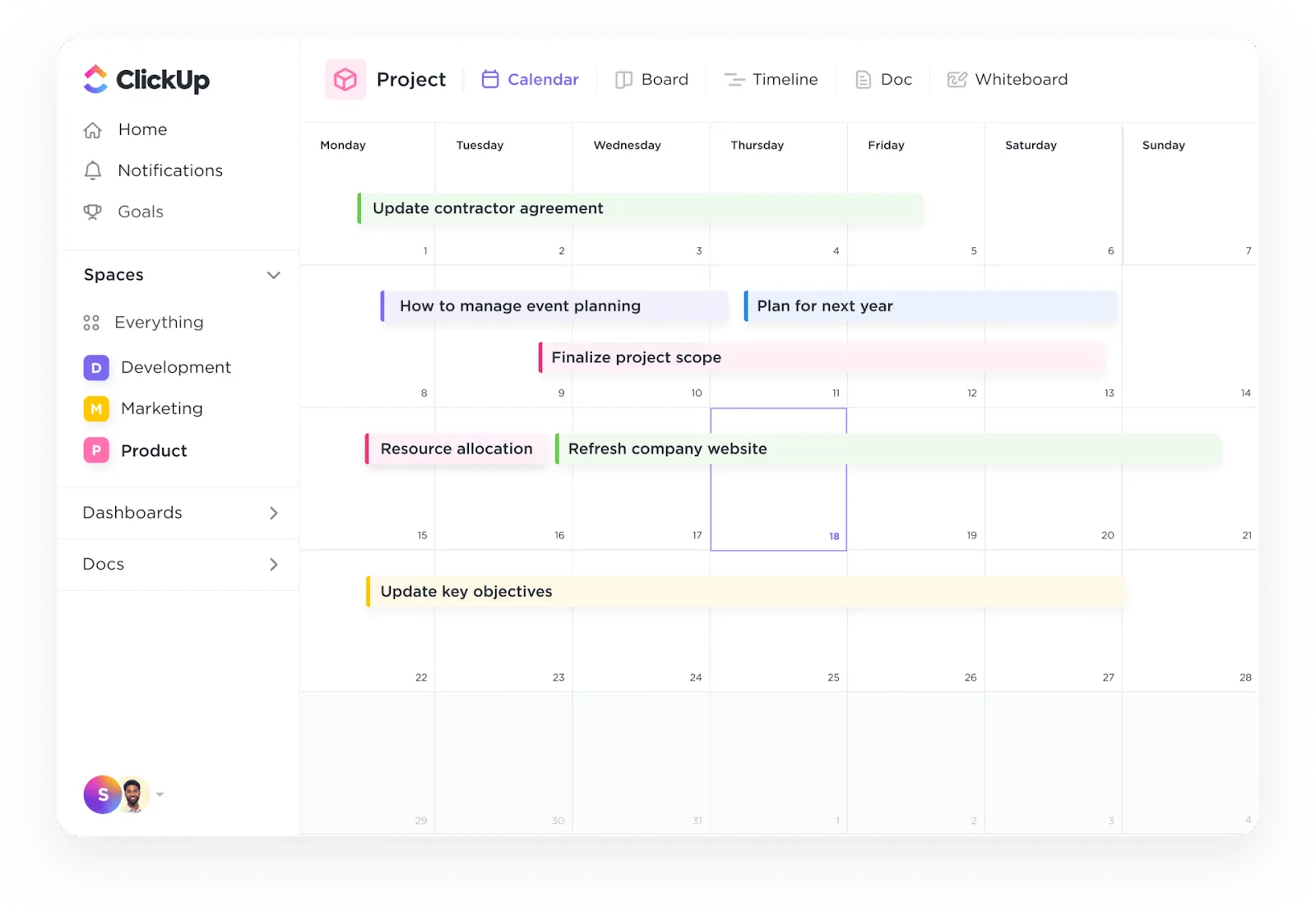 Calendario ClickUp