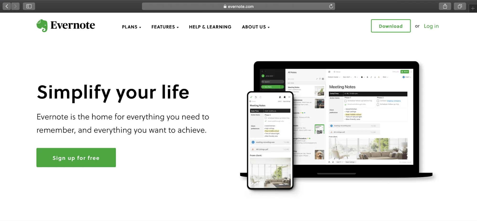 trang chủ evernote