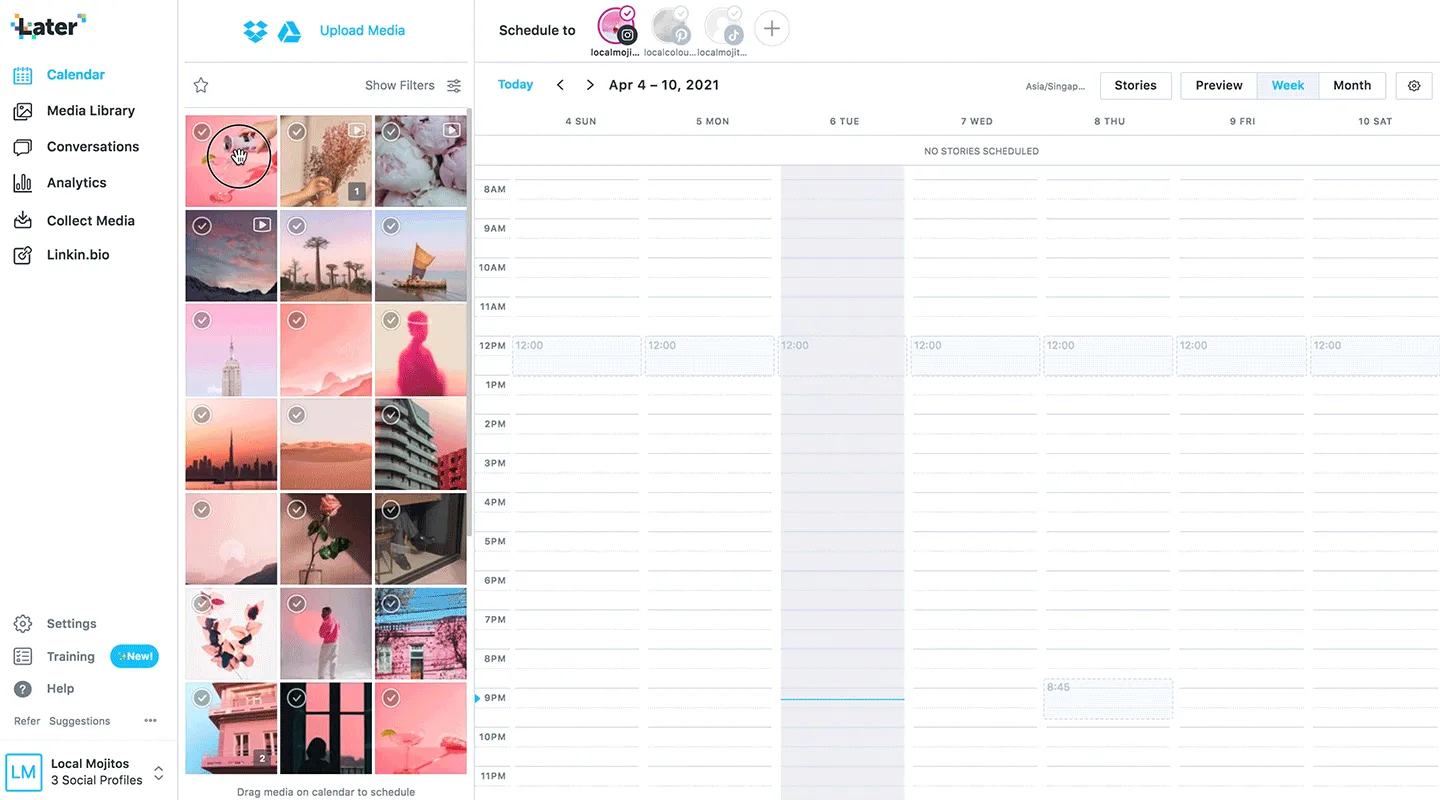 Later (la mejor para planear y programar contenido visual en Instagram)