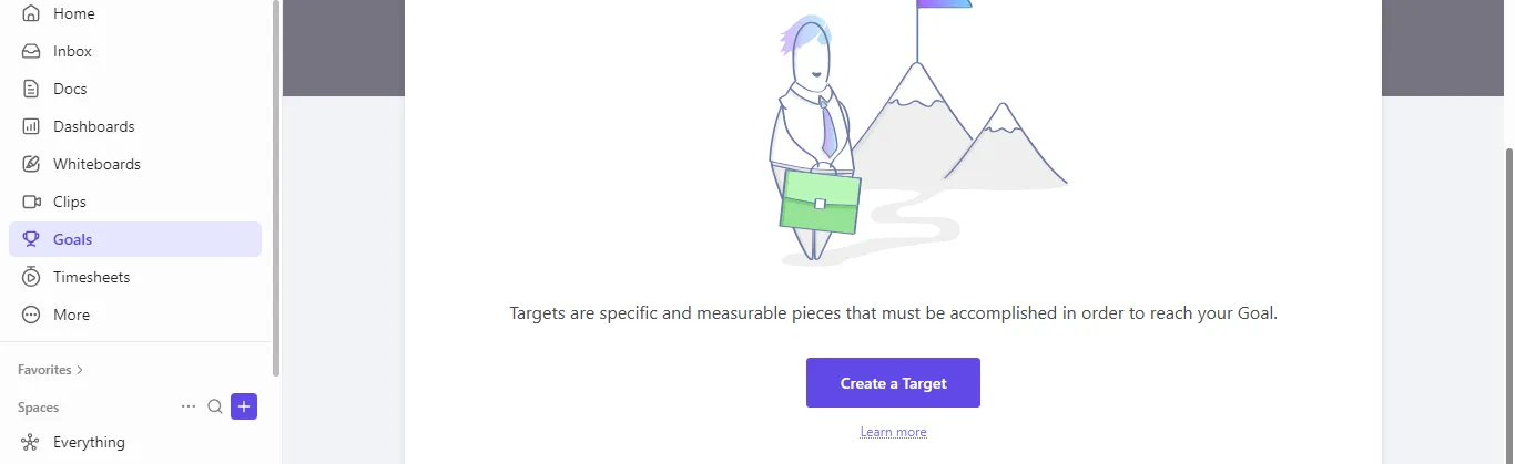 Crea un traguardo in ClickUp Obiettivi