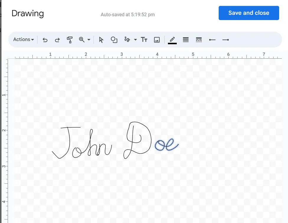 Zeichnen Sie Ihre Signatur in Google Docs