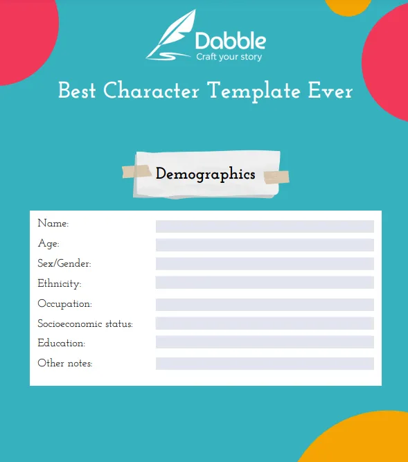 Modèle de profil de caractère au format PDF par Dabble : Modèle de profil de caractère