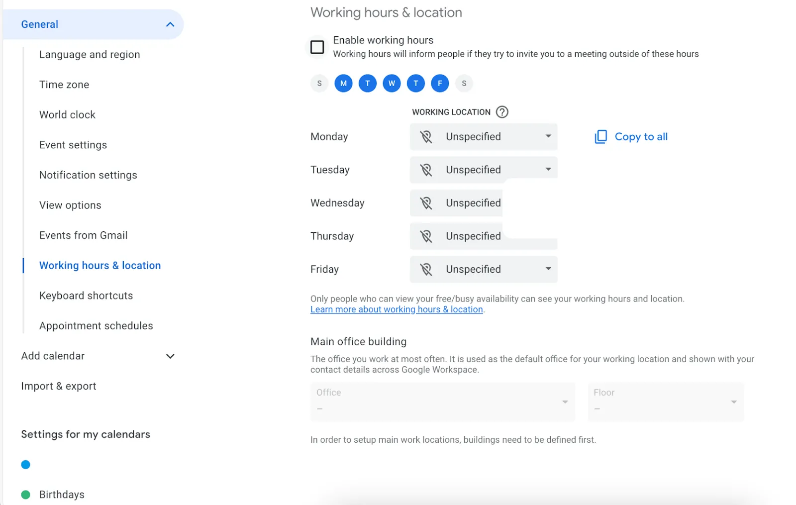 เวลาทำการของปฏิทิน: เคล็ดลับการใช้ Google Workspace
