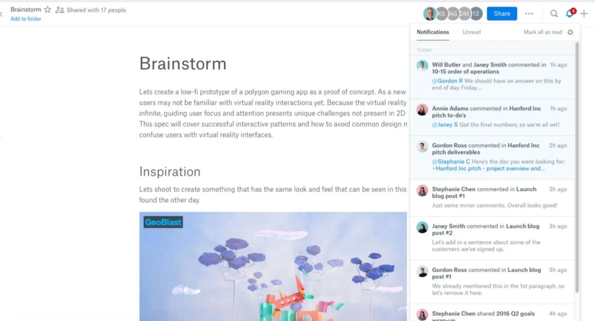 Dropbox Paper (الأفضل لتدوين الملاحظات داخل الفرق التي تستخدم Dropbox بالفعل): بدائل Coda