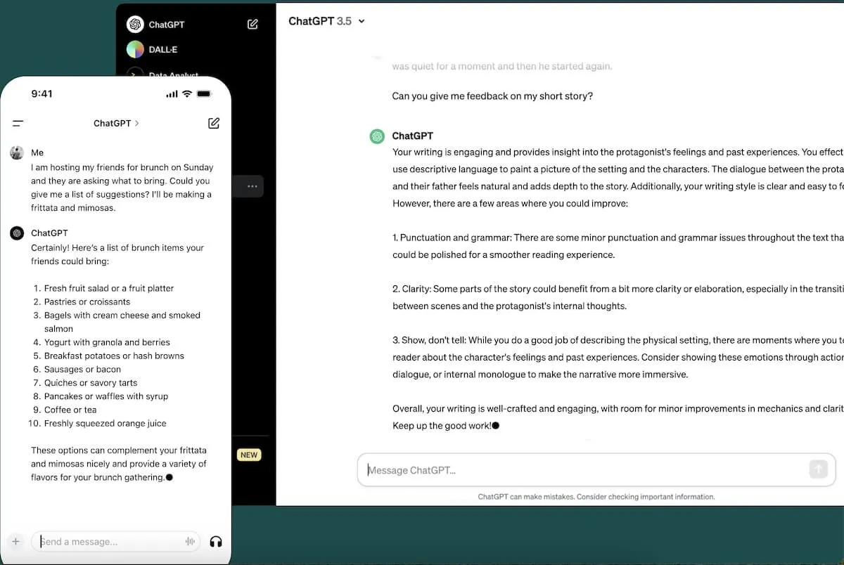Affichage mobile et bureau de ChatGPT d'OpenAI