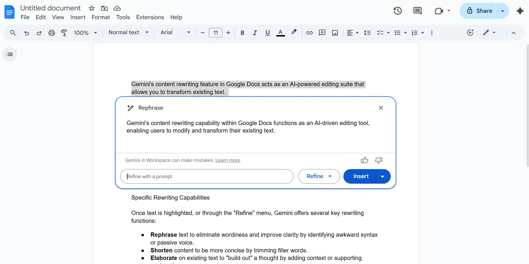 Cómo reescribir contenido con la inteligencia artificial de Gemini.