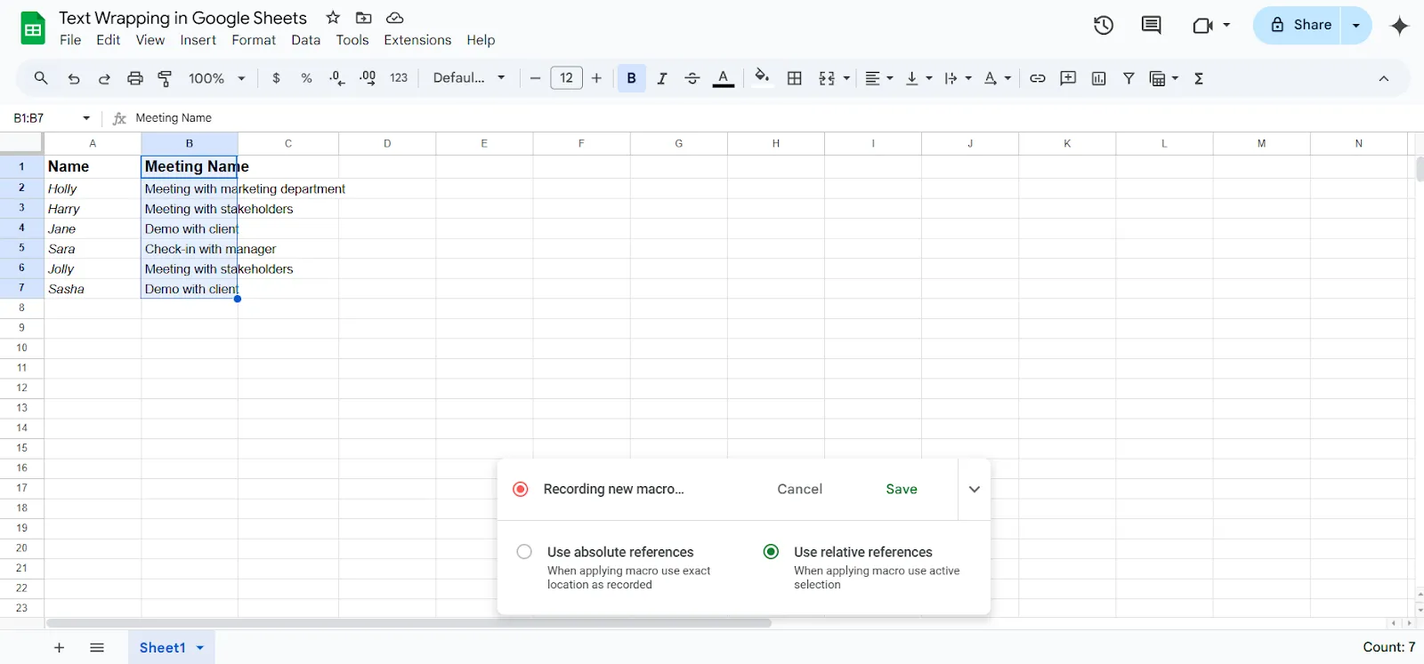 วิธีห่อข้อความใน Google Sheets วิธีที่ 2 ขั้นตอนที่ 7