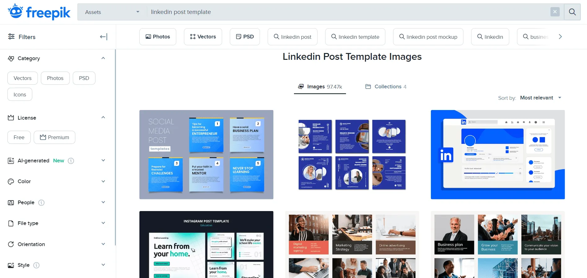 Modelli di post social per LinkedIn di Freepik