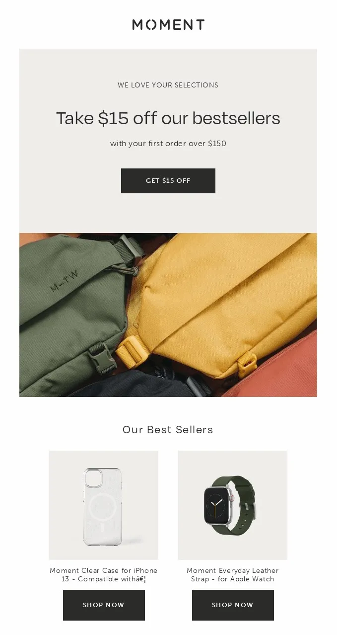 Ví dụ về email Moment