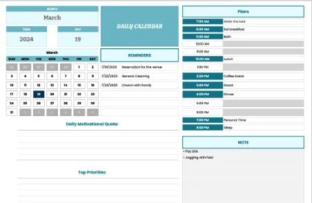 Modèle de calendrier Google Agenda pour agenda quotidien par Template.net
