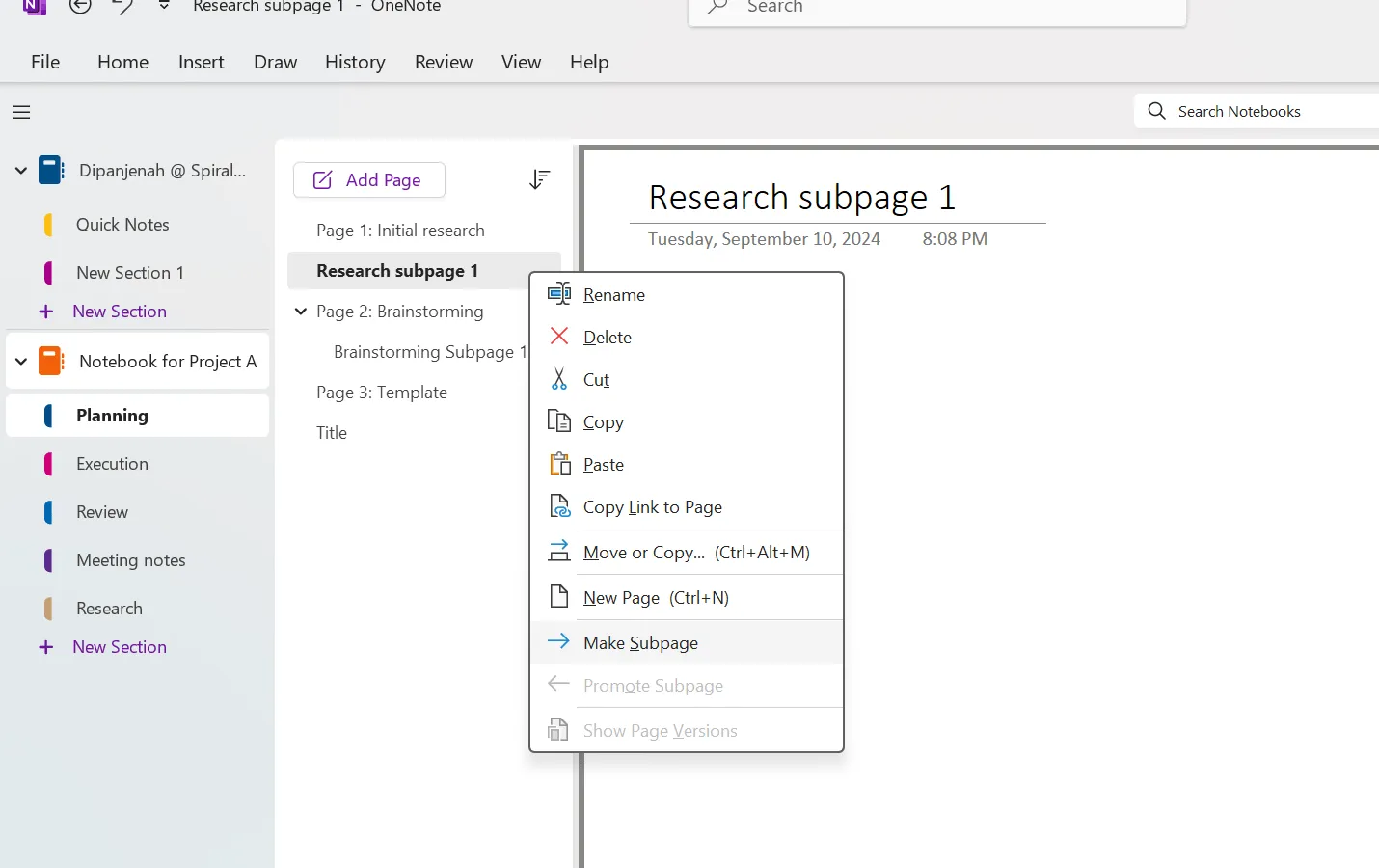 Jak organizovat OneNote – podstránky