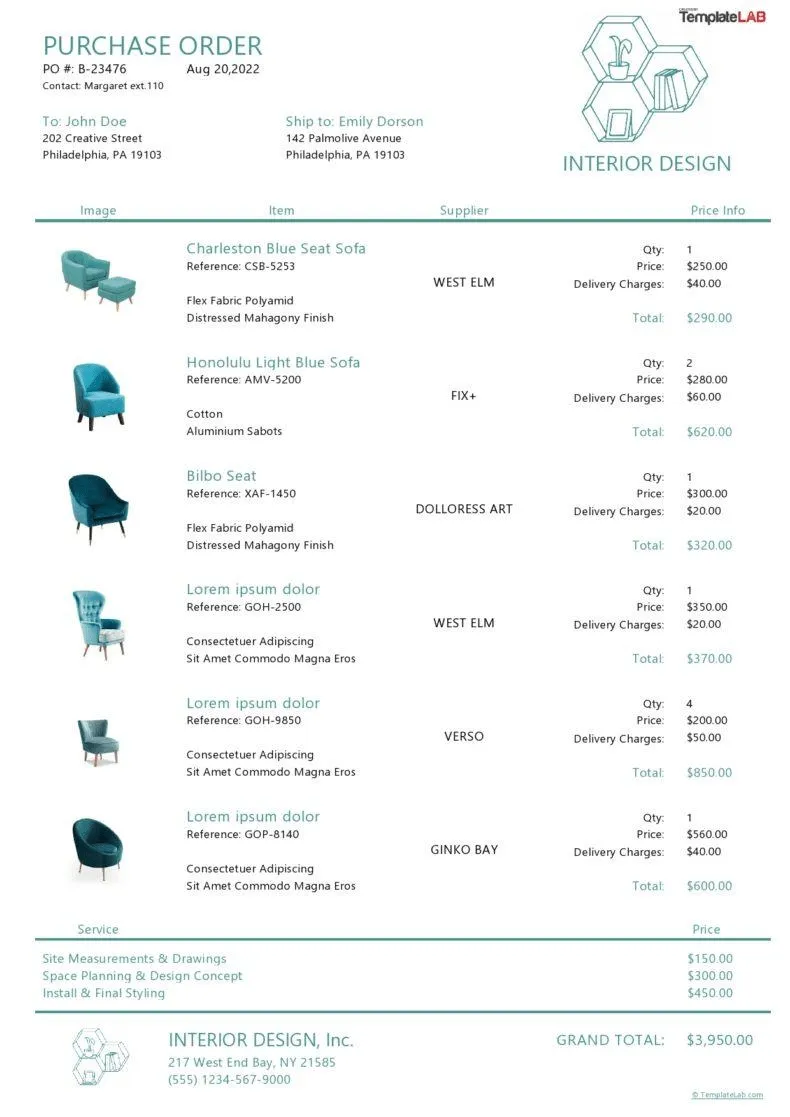 Bestellvorlage Excel von TemplateLAB