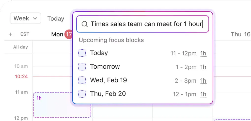 ClickUp Calendar بدائل Proton Calendar: جدولة تلقائية في التقويم الخاص بك باستخدام ClickUp Brain