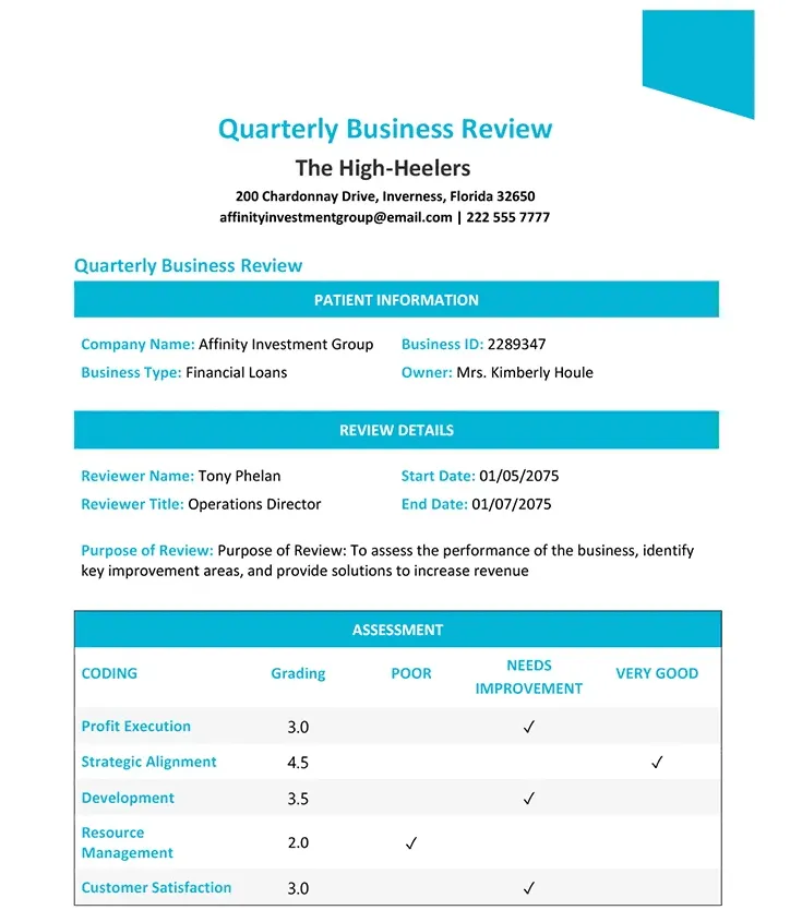 Modèle Microsoft Word QBR de Template.net