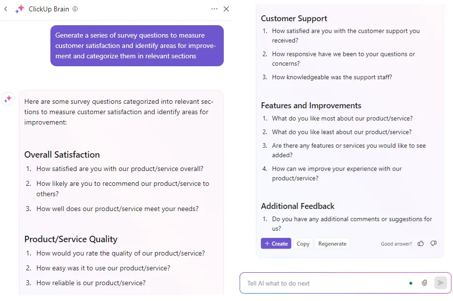 ClickUp Brain: 양식 설명 및 질문 작성 시간을 절약해주는 AI 기반 tool