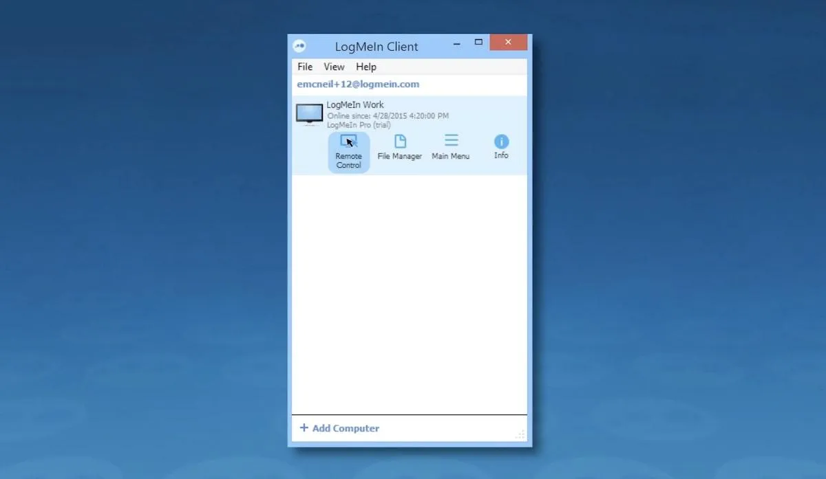 Chế độ xem truy cập từ xa của LogMeIn