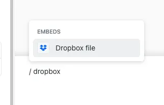 ClickUpのDropbox連携機能を使えば、タスクのコメント欄に「/dropbox」と入力するだけで、数クリックで添付ファイルを添付できます