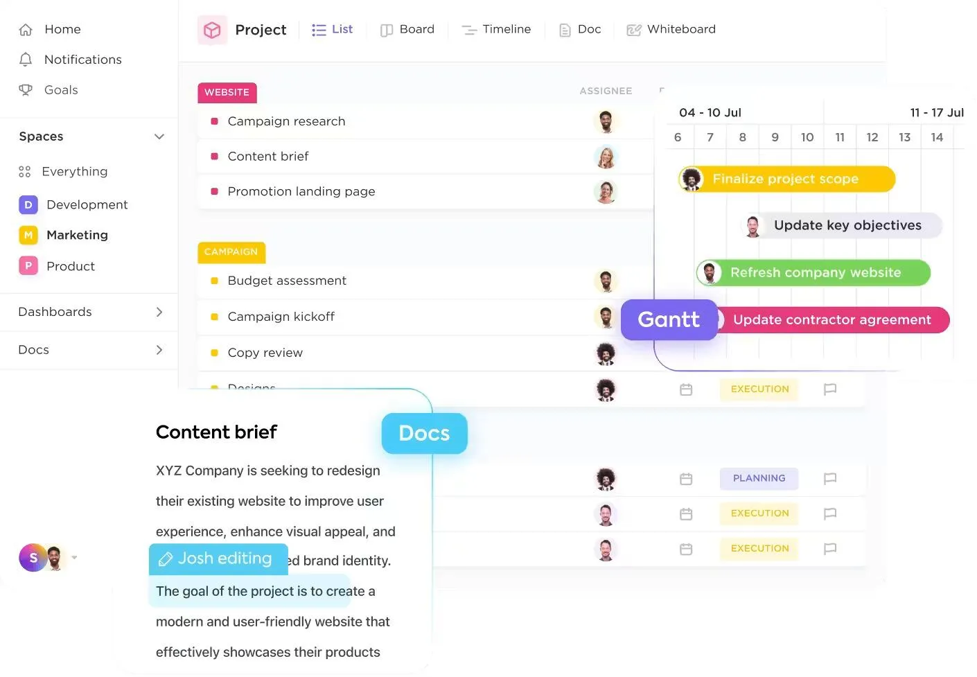 ClickUp'ın Pazarlama Proje Yönetimi Yazılımı: AI ile bağlı kuruluş pazarlaması