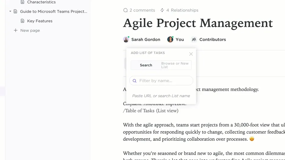Regroupez vos briefs, vos recherches et votre contenu en un seul endroit avec ClickUp Docs