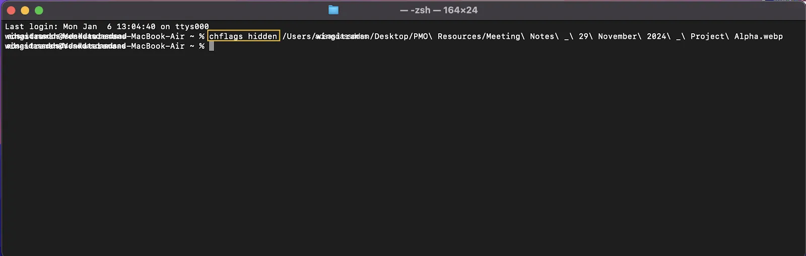 การซ่อนไฟล์บน Mac