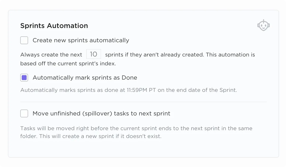Tự động hóa Sprint của ClickUp: sprint backlog