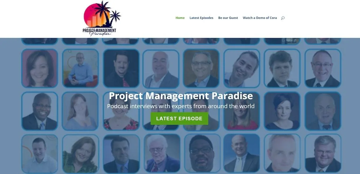 Página web del podcast de gestión de proyectos Paradise